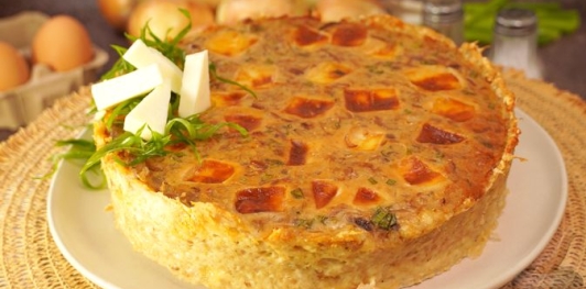 Куриный тарт с луково-сырной начинкой (без муки)