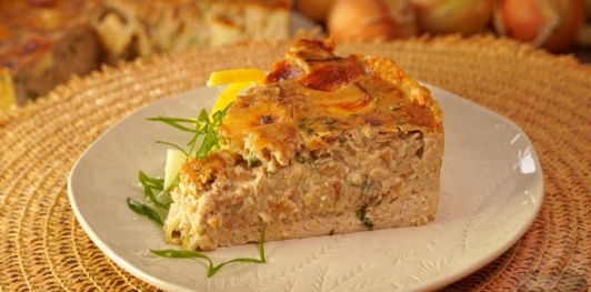 Куриный тарт с луково-сырной начинкой (без муки)