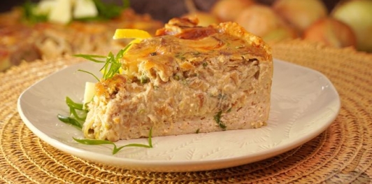 Куриный тарт с луково-сырной начинкой (без муки)