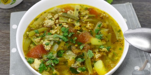 Суп с фаршем и стручковой фасолью