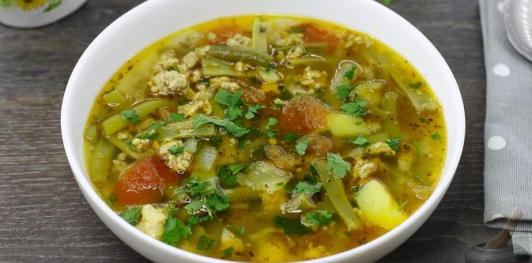 Суп с фаршем и стручковой фасолью