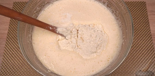 Творожный пирог с персиками, на молоке
