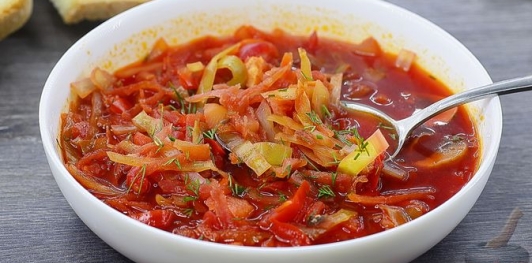 Борщ с грибами и черносливом