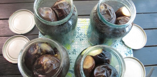 Целые маринованные баклажаны (консервированные)