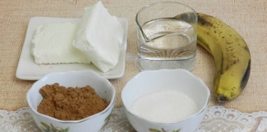 Десерт из творога с бананом и шоколадом
