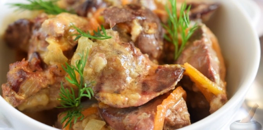 Куриная печень в апельсиновом соусе