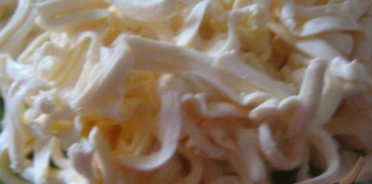 Слоеный салат с мясом "Грибная поляна"