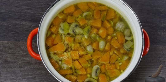 Тыквенный суп с фрикадельками и грибами