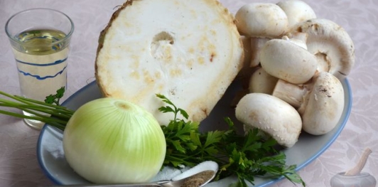 Сельдерей, жаренный с грибами